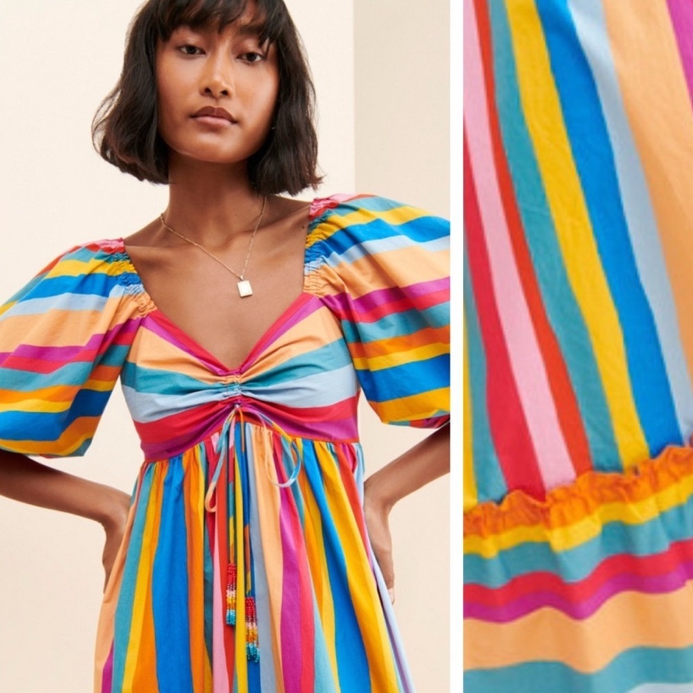 Like New ✨ Farm Rio Striped Scarf Maxi Dress - Picture 2 of 9